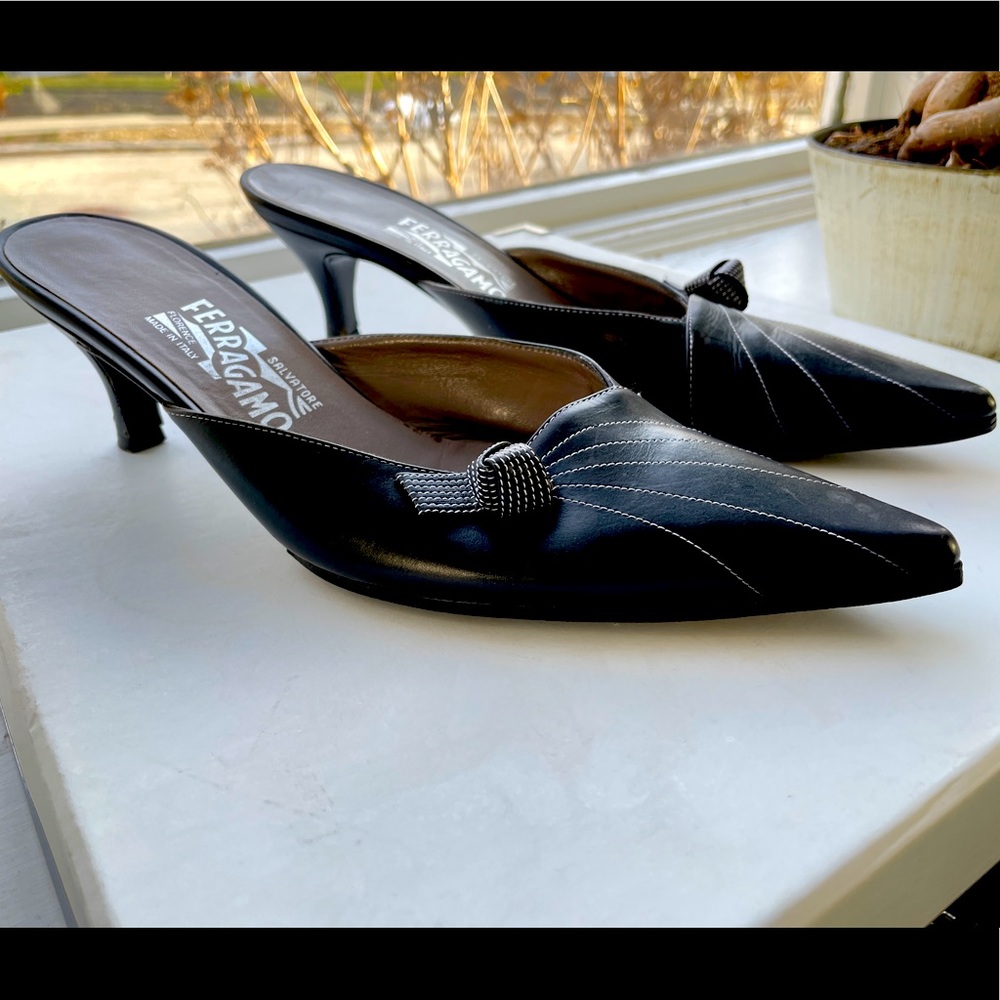 Salvatore Ferragamo Kitten Heel Mules